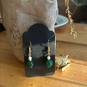 Elegant Green and Gold Drop Earrings